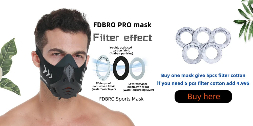 FDBRO Sport MASK Training Running Mask Pro Fitness Gym Workout Altitude Training Conditioning Sports Mask