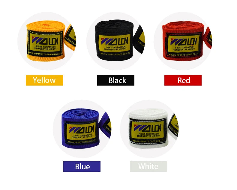 2PCS 1.5/2/3/5M Cotton Boxing Bandage Sports Qualité Strap Sanda Kick Boxing MMA Hand Gloves Protector Bandage