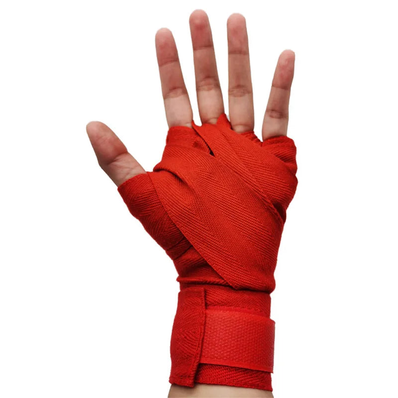 2PCS 1.5/2/3/5M Cotton Boxing Bandage Sports Qualité Strap Sanda Kick Boxing MMA Hand Gloves Protector Bandage